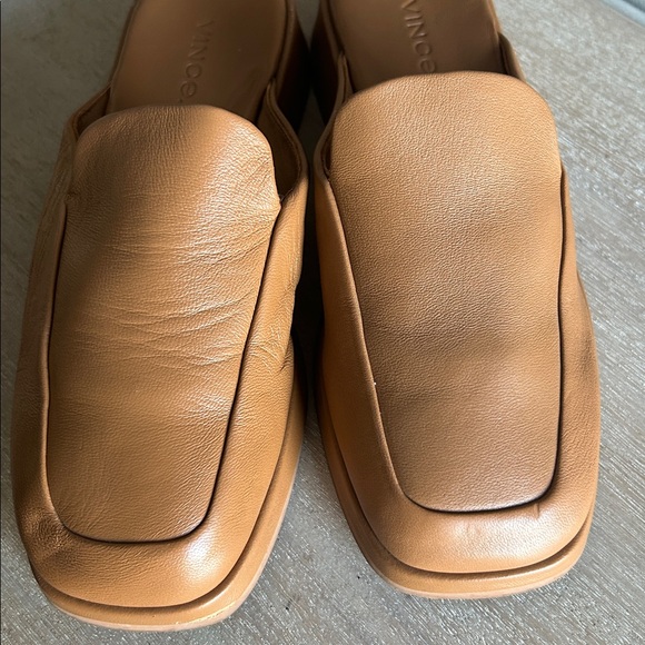 Vince Tan Leather Slide Loafers, Square Toe, minimalist, chic Women’s Size 5 - Picture 3 of 11